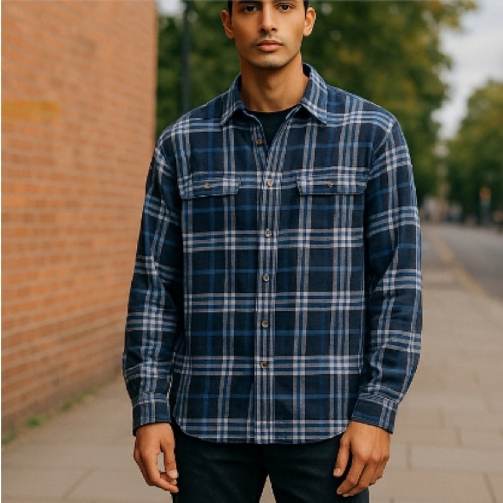 Old Navy Blue and White Casual Button Down Shirt
